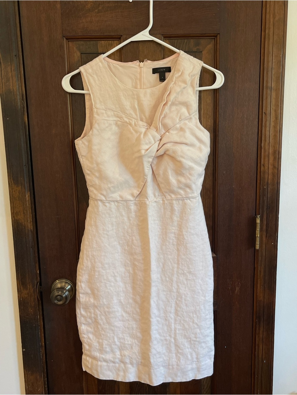 J.Crew Drape Knot Dress Blush Pink Irish Linen Sleeveless Size 0